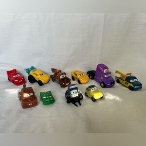 Lot set of 10 Disney and Pixar Cars Mini Racers toy vehicles.